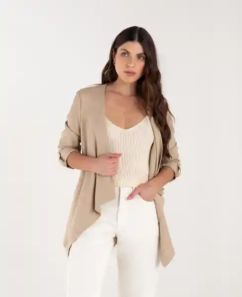 Gabardina Largo Asimétrico Beige Roca Medio Talla S Mujer Naf Naf