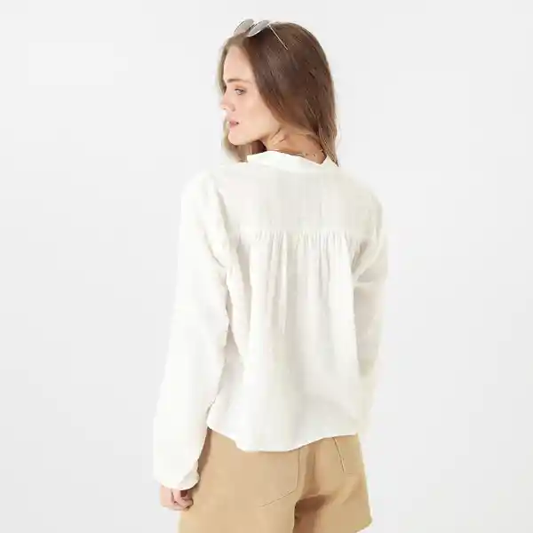 Blusa Cuello Neru Manga Larga Blanco Talla S 718912