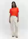 Camiseta Lint Naranja Talla S Mujer Mango