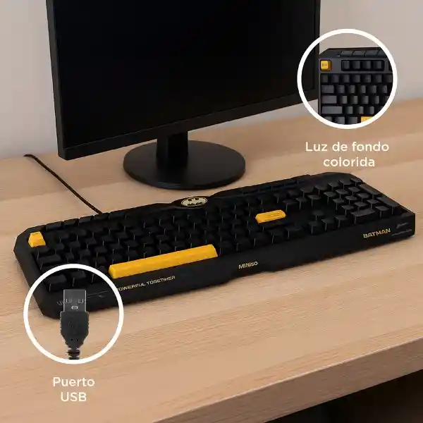 Teclado Gaming Con Iluminación Series dc Batman Mod Es01 Miniso