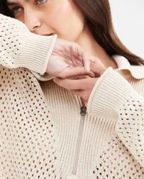Sueter Tejido Open Work Caqui Fango Medio Talla M Chevignon