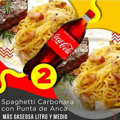 Combo dos spagutti carbonara con punta