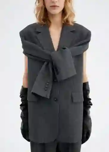 Blazer Americana Milano Gris Talla XL Mujer Mango
