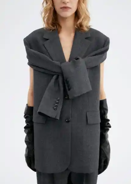 Blazer Americana Milano Gris Talla XL Mujer Mango