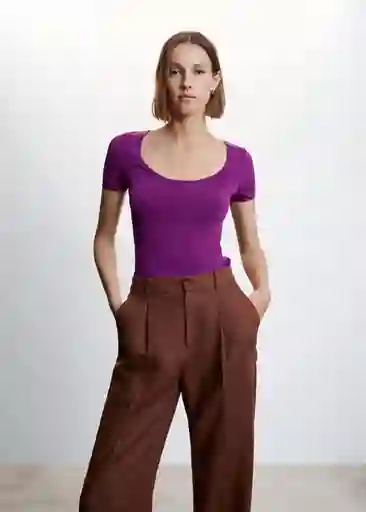 Camiseta Opal Morado Talla S Mujer Mango