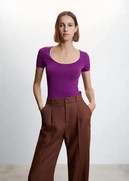 Camiseta Opal Morado Talla S Mujer Mango