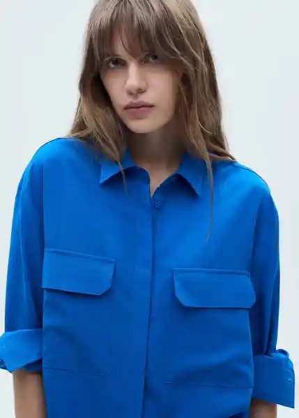 Camisa Factory Azul Talla S Mujer Mango