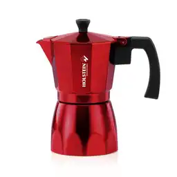 Holstein Housewares Cafetera Aluminio Roja Metal H-08086