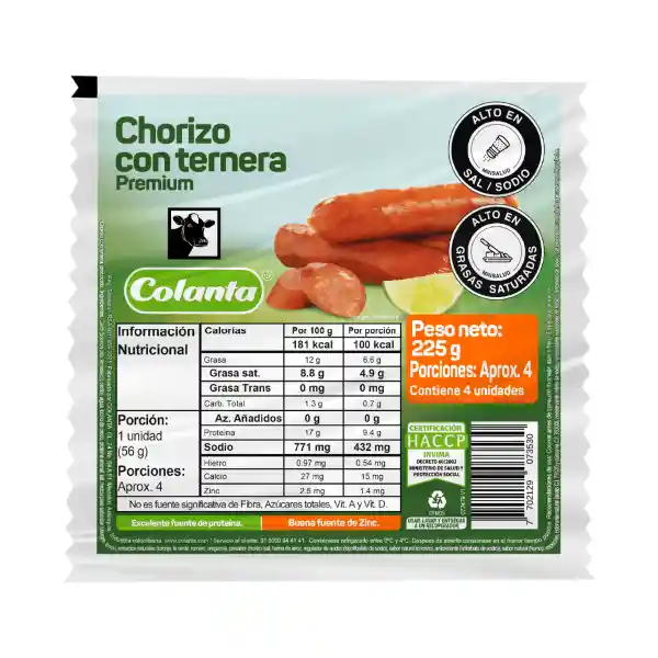 Colanta  Chorizo con Ternera Premium 
