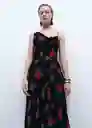 Vestido Rosa Negro Talla S Mujer Mango