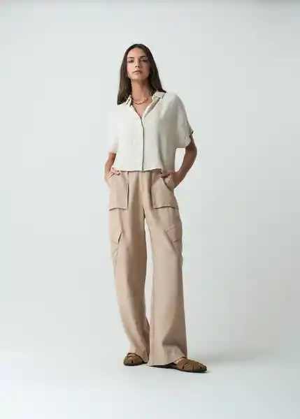 Pantalón Abigail Mujer Beige Polvillo Medio T 10 032G379 Naf Naf