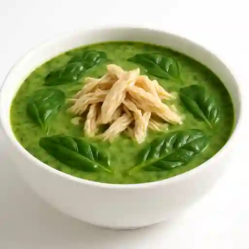Sopa de espinaca con pollo