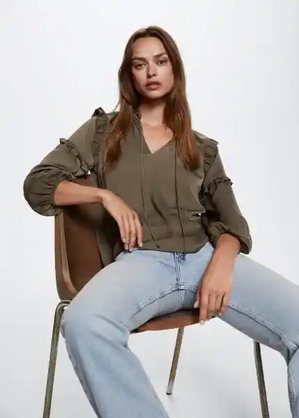 Blusa Amalia-W Khaki Talla Xs Mujer Mango