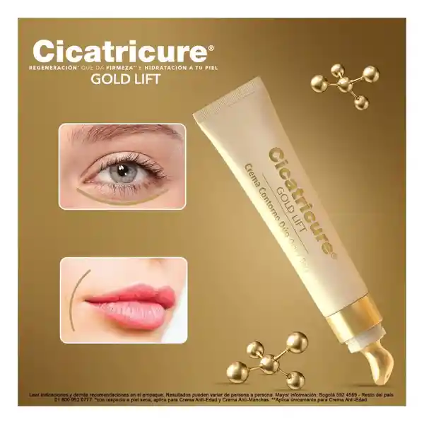 Cicatricure Crema Facial Contorno De Ojos Y Boca Antiarrugas Antiedad Gold Lift 15 G
