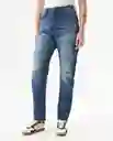 Jean Medium Rise Boyfit Azul Clásico Oscuro Talla 10 Chevignon