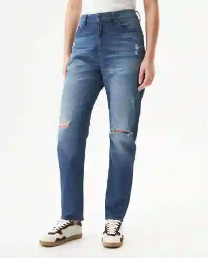 Jean Medium Rise Boyfit Azul Clásico Oscuro Talla 10 Chevignon