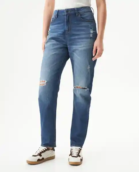 Jean Medium Rise Boyfit Azul Clásico Oscuro Talla 10 Chevignon
