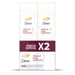 Desodorante Dove Aerosol Tono Clinical 150ml x2