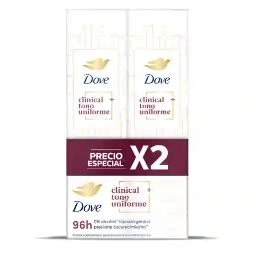 Desodorante Dove Aerosol Tono Clinical 150ml x2