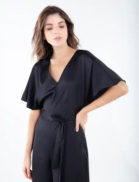 Enterizo Con Manga Corta Con Boleros Negro Talla S Mujer Naf Naf