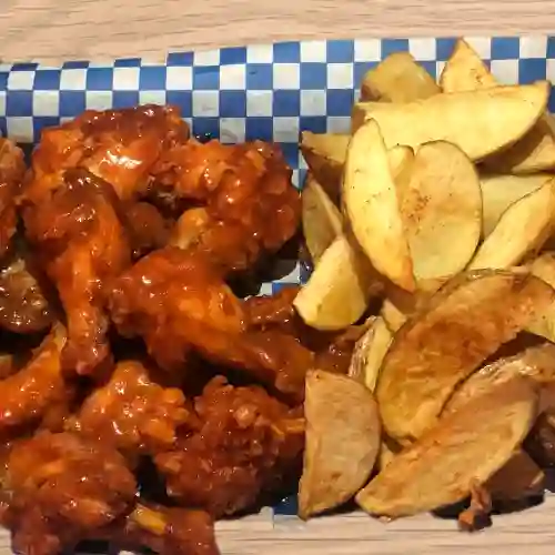 Alitas X7 con Papas