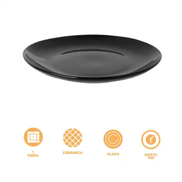 Plato de Cerámica Serie Silver Grey Negro Miniso