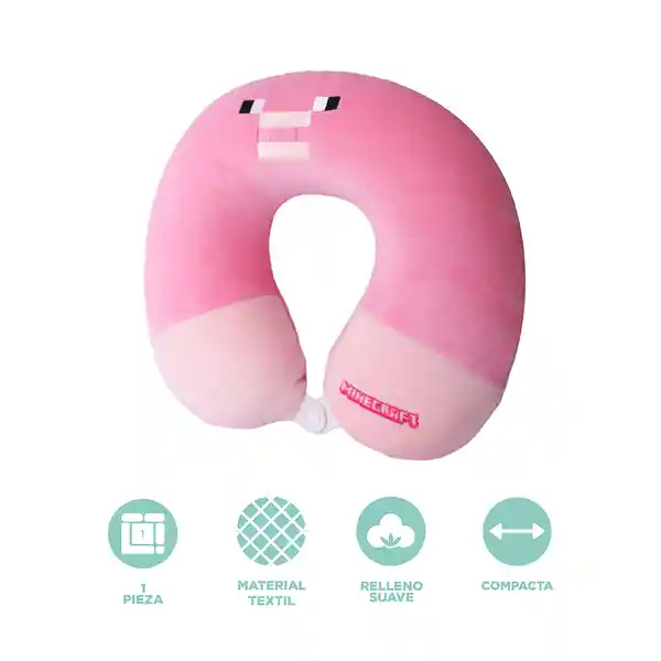 Almohada de Viaje Para el Cuello de Espuma Minecraft Rosa Miniso