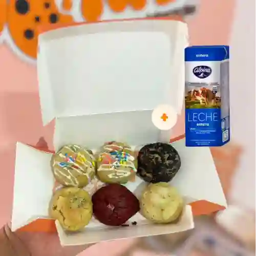 Caja X 6 Mini Cookies + Cajita de Leche