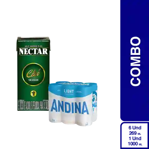 Combo Andina Cerveza Light 6 Und + Nectar Club Verde Sin Azúcar