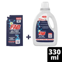 Kit Detergente lìquido FAB Ultraconcentrado para preparar 330 ml + Botella2L