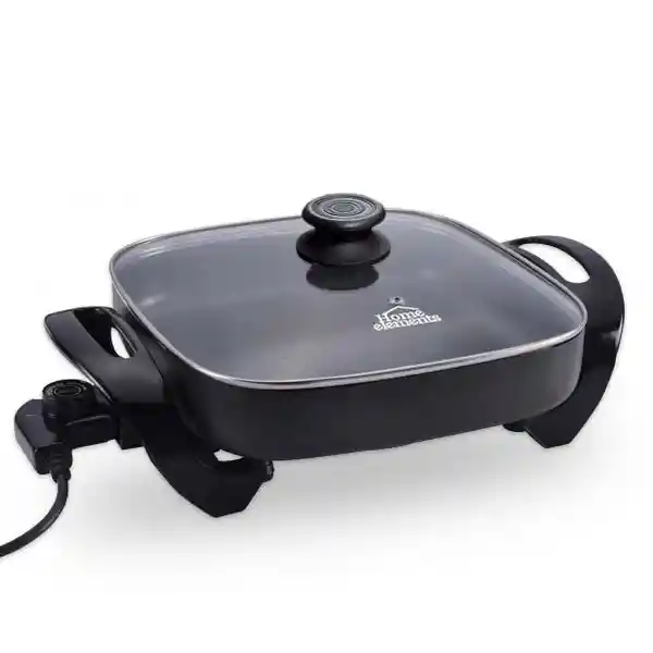 Home Elements Sartén Eléctrico Cuadrado Antiadherente Negro