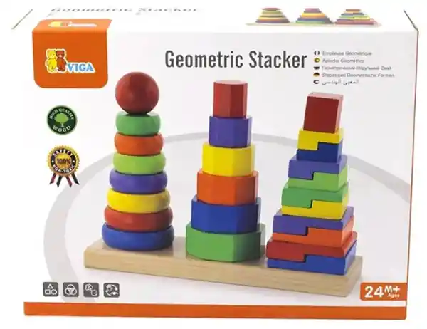 Viga Apilador Geométrico Madera Niños