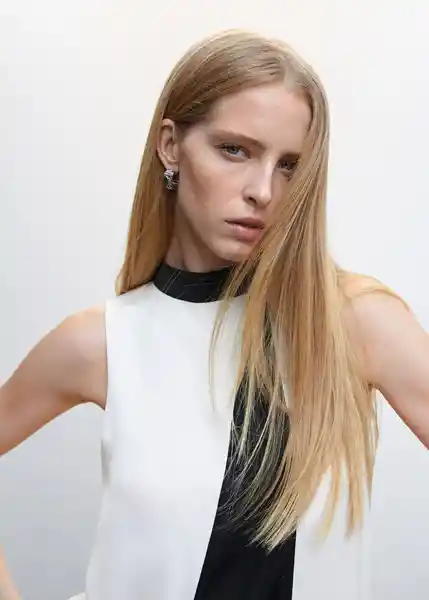 Blusa Beckie Offwhite Talla 28 Mujer Mango