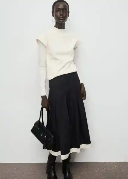 Falda Olivia Negro Talla 40 Mujer Mango