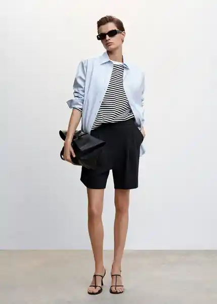 Bermuda Paco Negro Talla M Mujer Mango