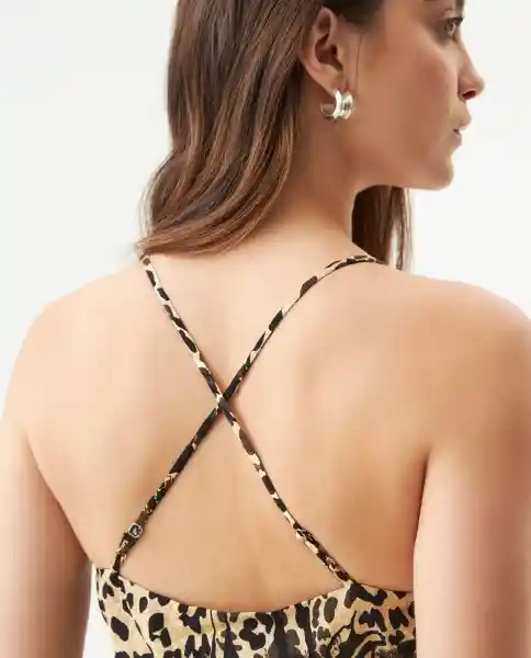 Vestido Animal Print Dress Beige Caqui Medio Talla M Chevignon