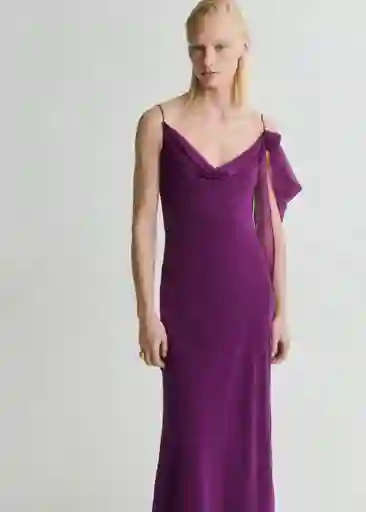 Vestido Lotus Morado Talla S Mujer Mango