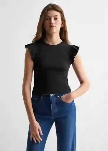 Camiseta Volante Negro Talla 18 Mango Teen Girl Mango