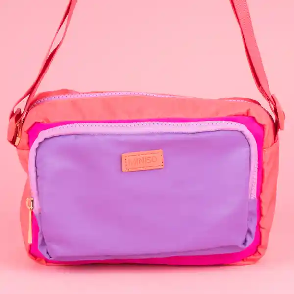 Bolso Crossbody Serie Bloques de Color Rosa Miniso