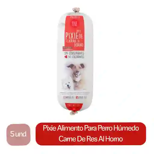 5 x Pixie Alimento Para Perro Húmedo Carne de Res al Horno