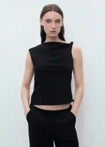 Top Riga Negro Talla M Mujer Mango