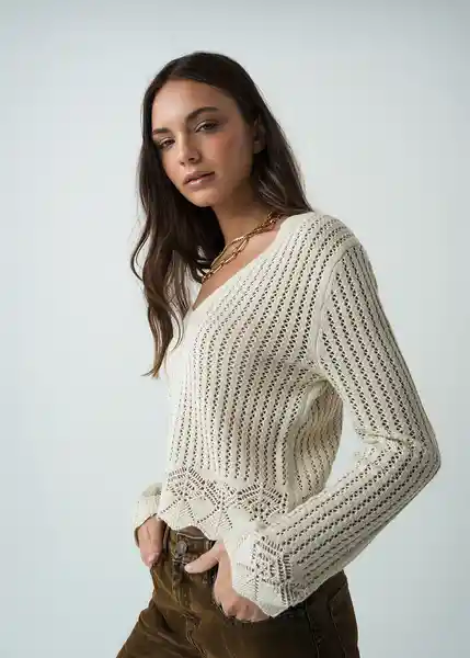 Saco Tejido Mujer Blanco Ponche Claro Talla M 582G089 Naf Naf