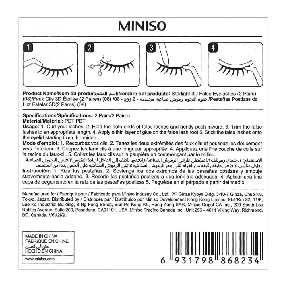 Miniso Pestanas Postizas 3D Starlight 08