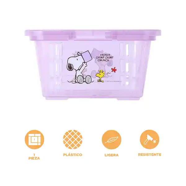 Organizador de Plástico Mini Cesta Snoopy Color Morado Miniso