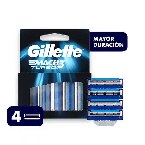 Repuestos de Afeitar Gillette Mach3 Turbo 4 uds