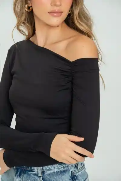 Top Asimétrico Manga Larga Color Negro Talla XS Ragged