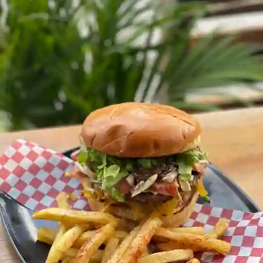 Hamburguesa sencilla + papa francesa