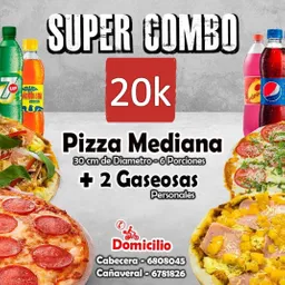 Pizza Mediana y 2 Gaseosas Combo