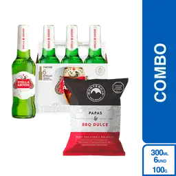 Combo Monterojo Papa Bbq Dulce + Stella Artois Pack Cerveza