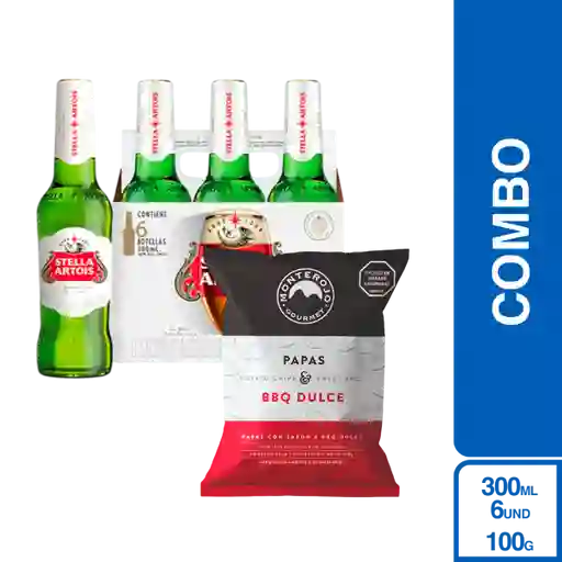 Combo Monterojo Papa Bbq Dulce + Stella Artois Pack Cerveza